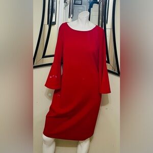 Calvin Klein Red Long Sleeve Dress